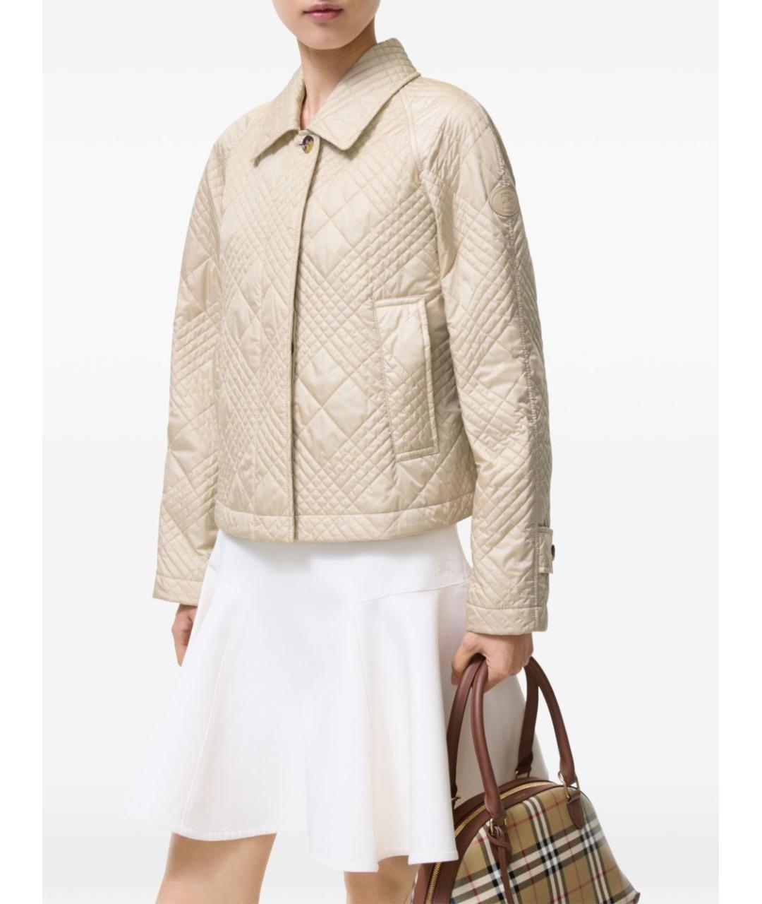 BURBERRY Бежевая полиамидовая куртка, фото 3