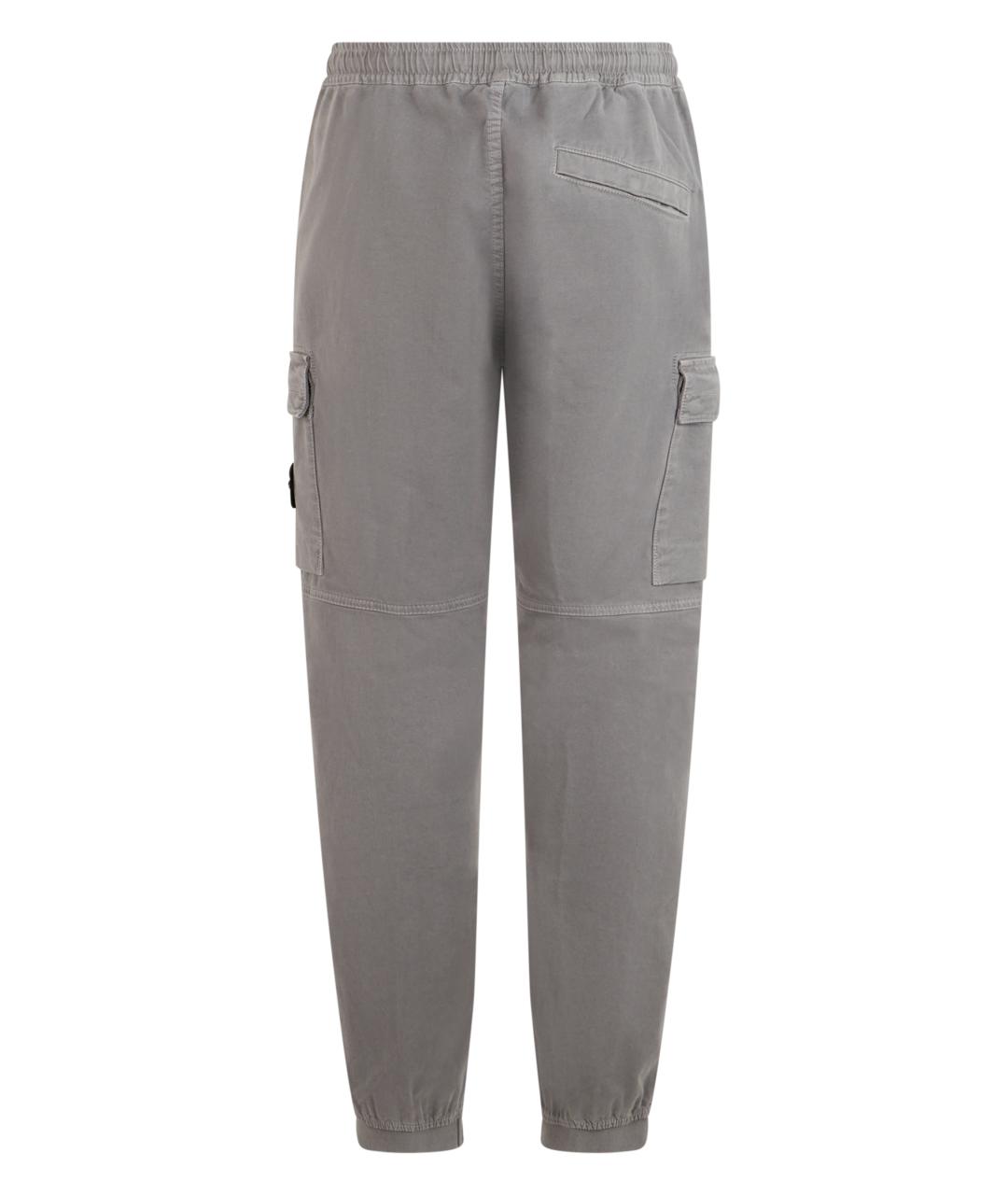 STONE ISLAND Серые хлопковые повседневные брюки, фото 2