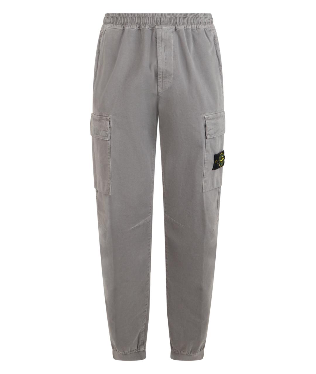 STONE ISLAND Серые хлопковые повседневные брюки, фото 1