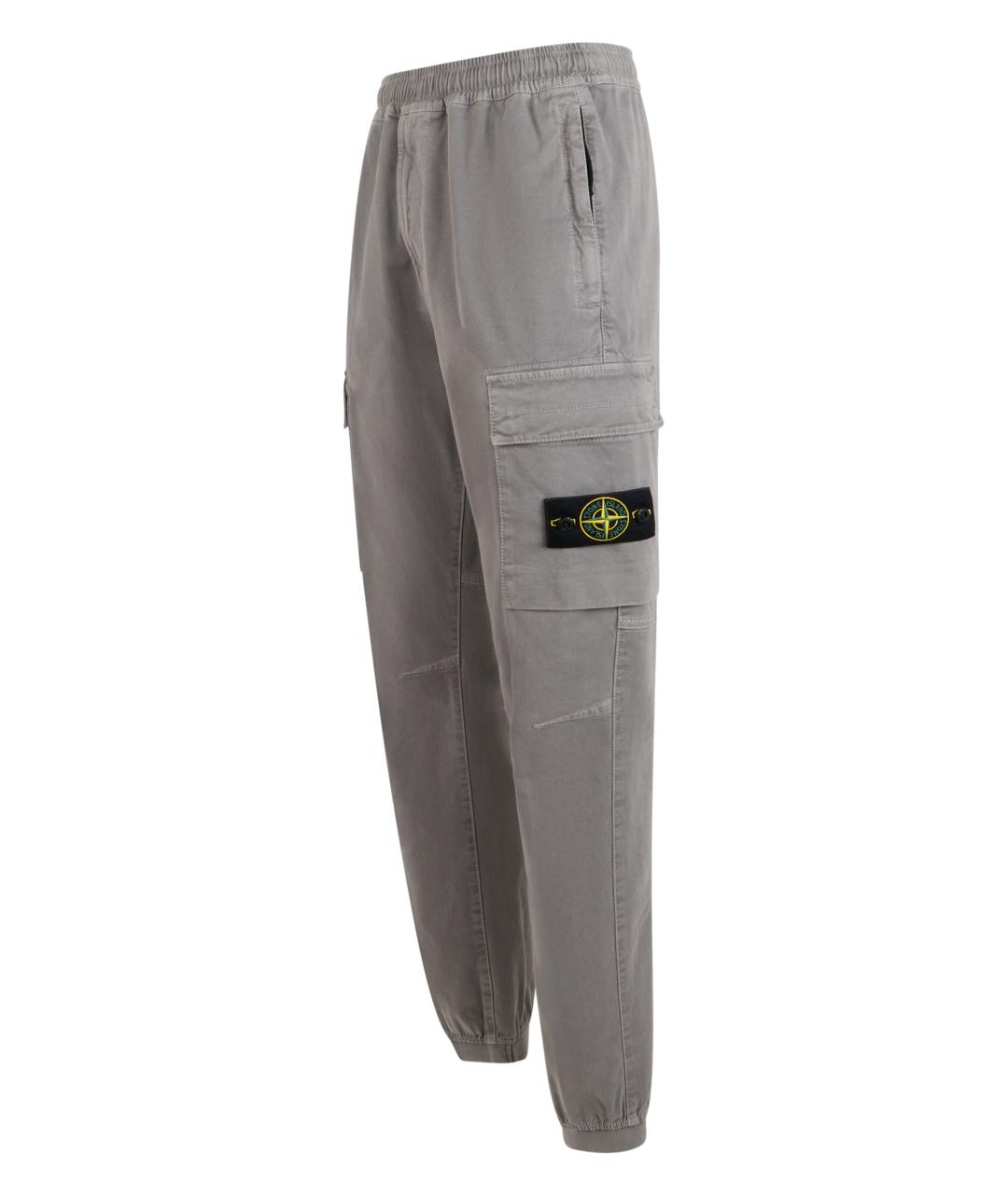 STONE ISLAND Серые хлопковые повседневные брюки, фото 3