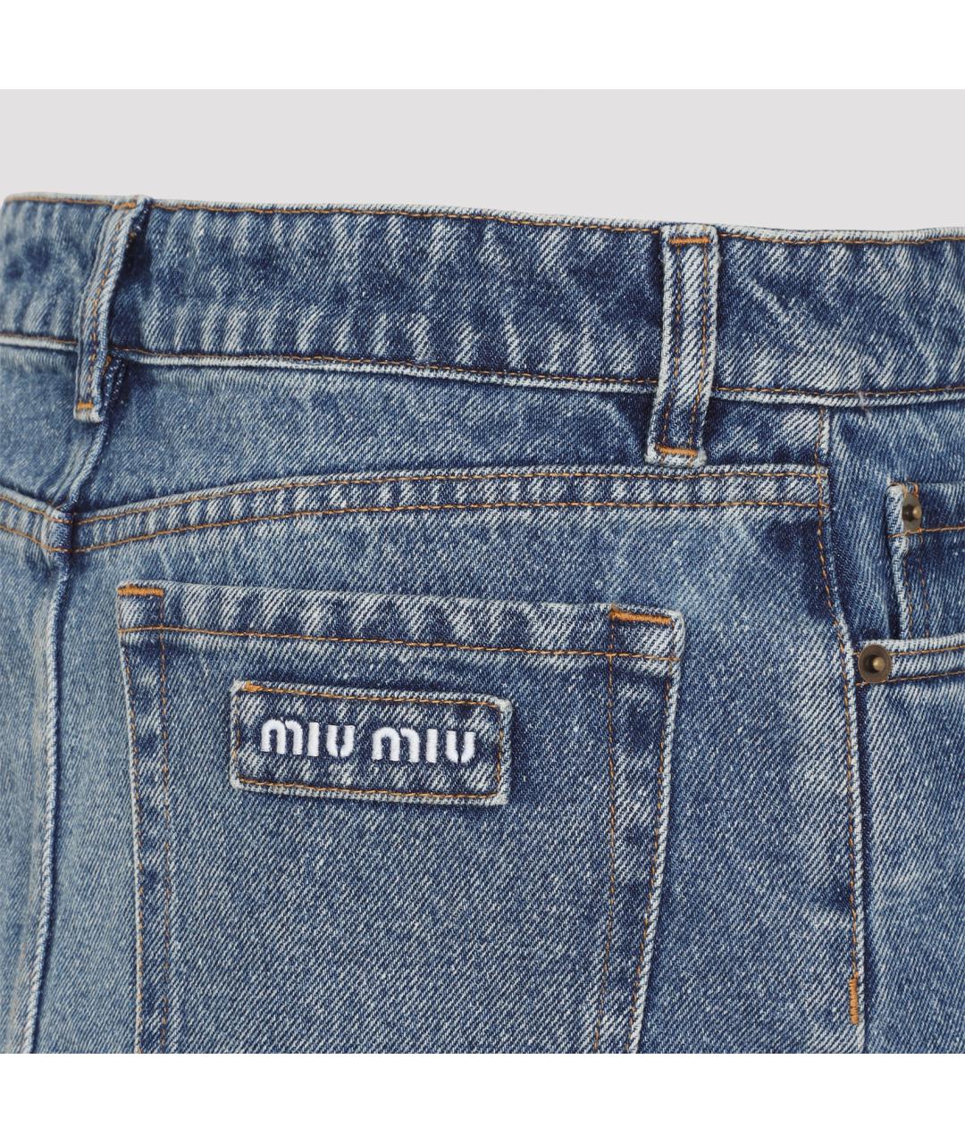 MIU MIU Синяя хлопковая юбка мини, фото 3