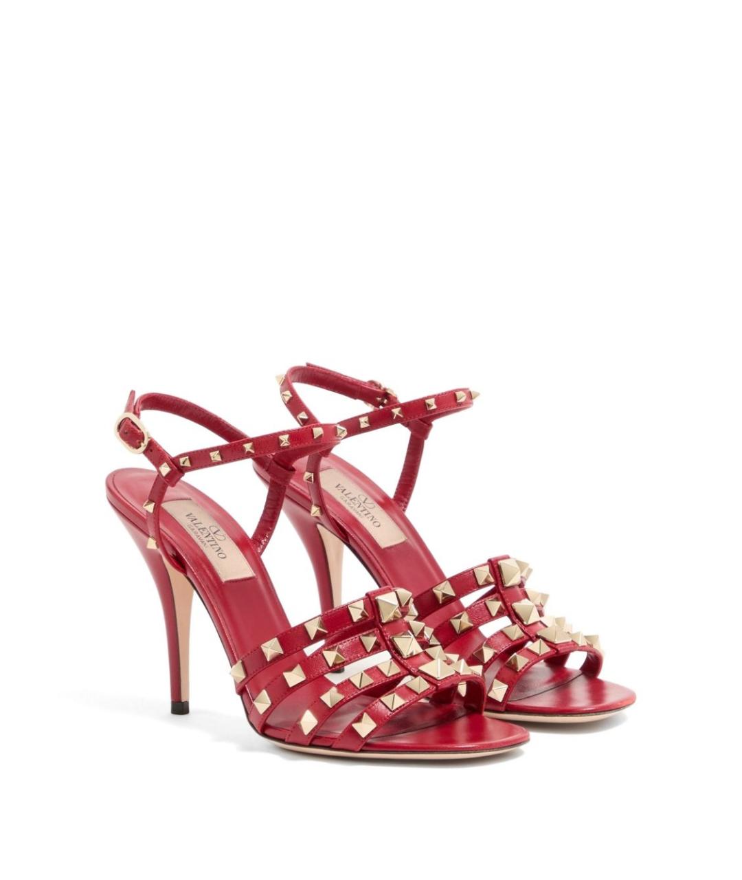 VALENTINO Красные кожаные босоножки, фото 4