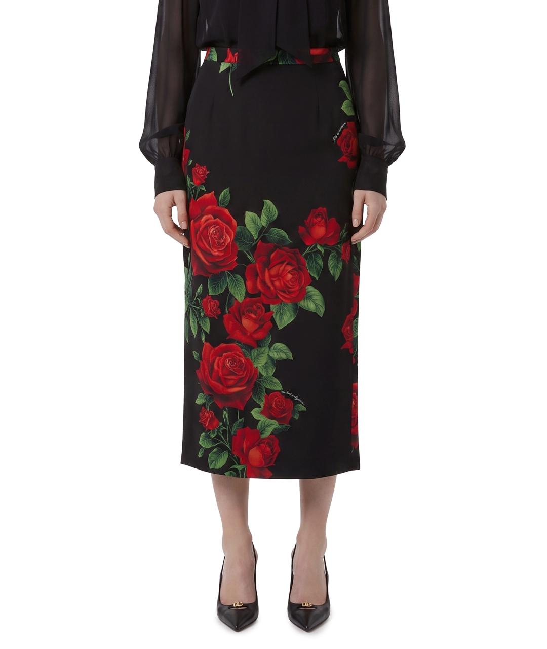 DOLCE&GABBANA Черная шелковая юбка миди, фото 5
