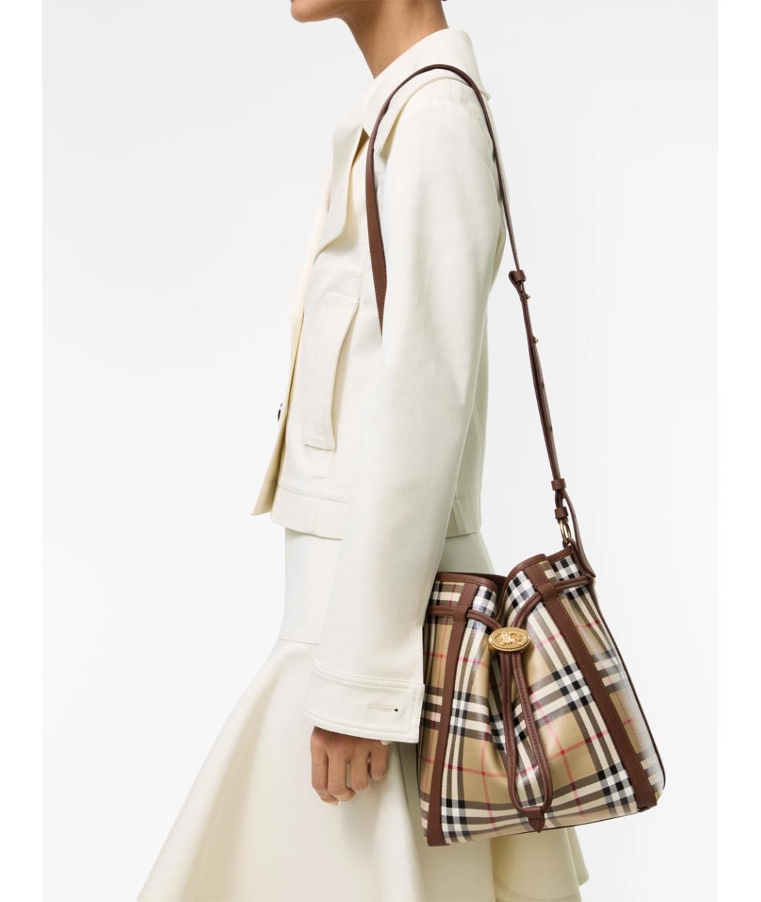 BURBERRY Бежевая хлопковая сумка через плечо, фото 2