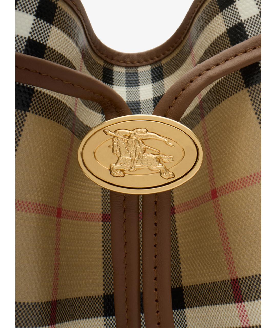 BURBERRY Бежевая хлопковая сумка через плечо, фото 5