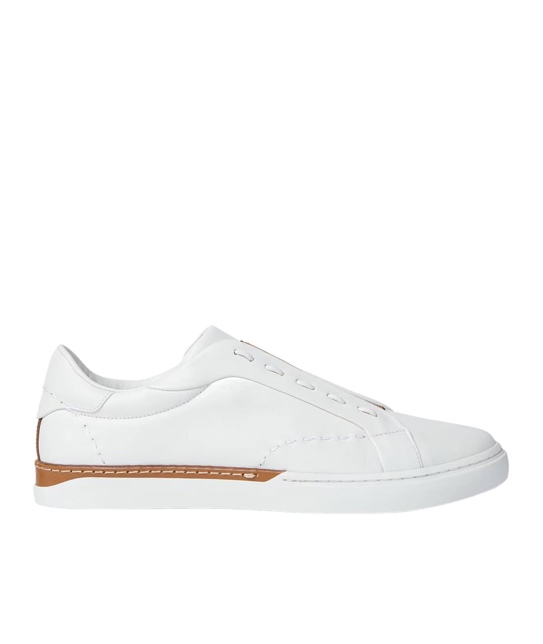 FENDI Белые кожаные низкие кроссовки / кеды, фото 1