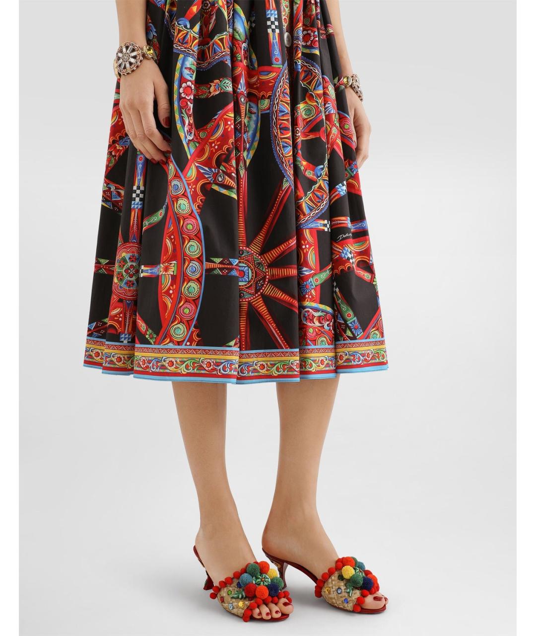 DOLCE&GABBANA Мульти хлопковое повседневное платье, фото 3