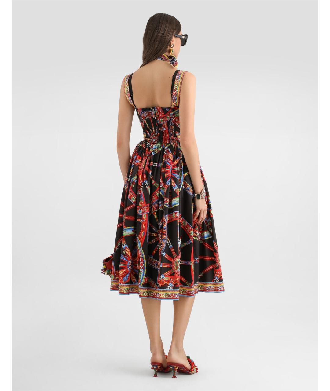 DOLCE&GABBANA Мульти хлопковое повседневное платье, фото 2