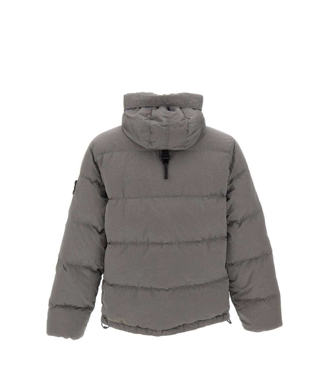 STONE ISLAND Серый полиэстеровый пуховик, фото 2