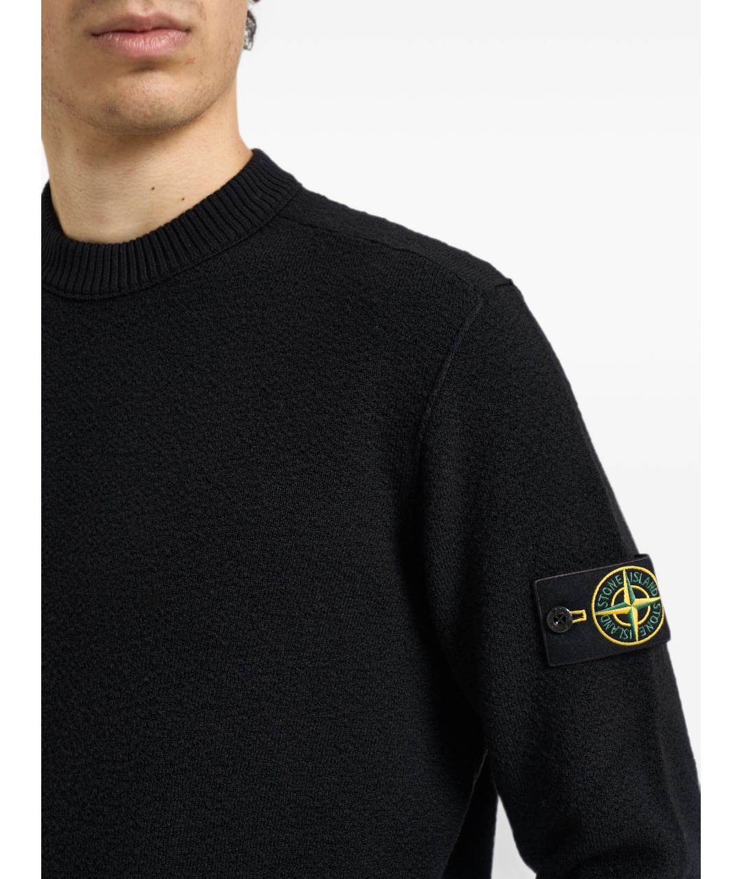 STONE ISLAND Черный шерстяной джемпер / свитер, фото 2