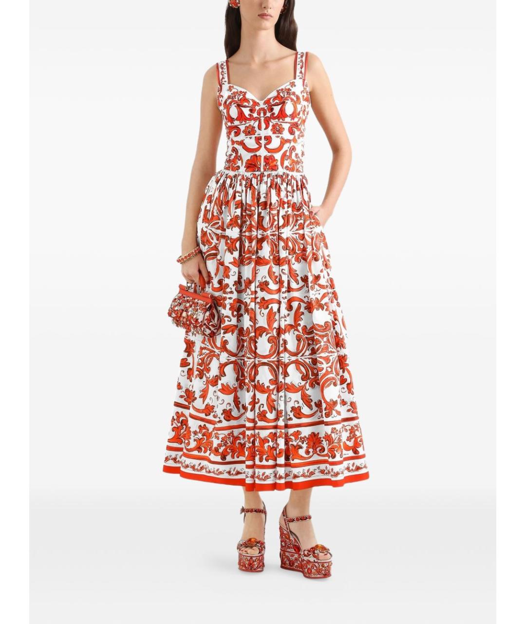 DOLCE&GABBANA Мульти хлопковое повседневное платье, фото 3