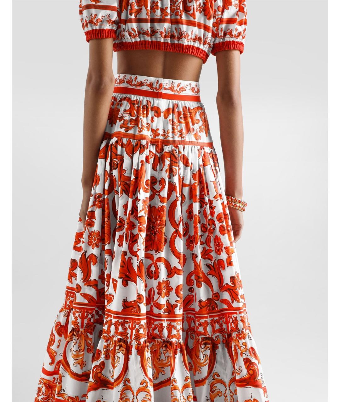 DOLCE&GABBANA Оранжевая хлопковая юбка макси, фото 3