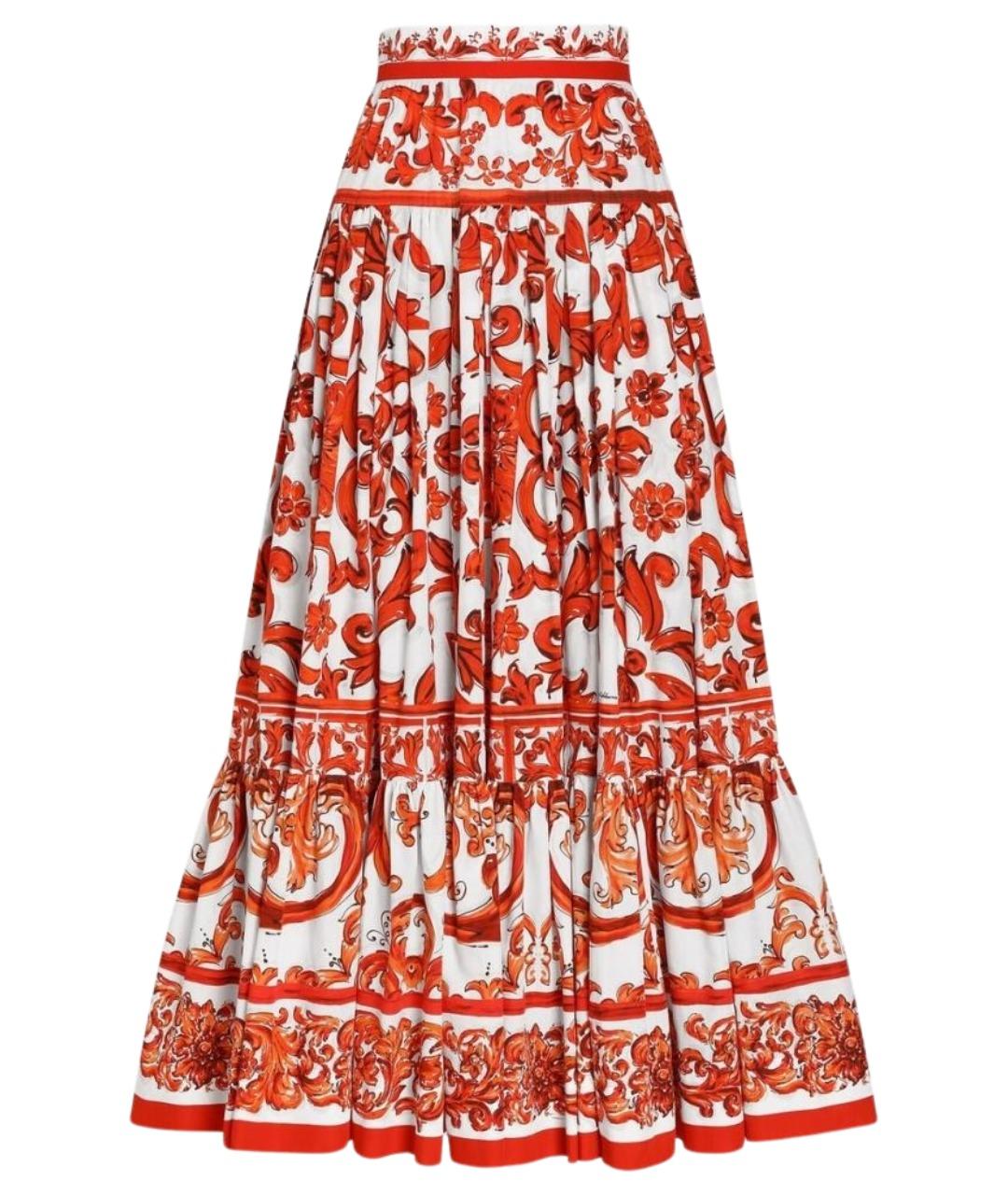 DOLCE&GABBANA Оранжевая хлопковая юбка макси, фото 1