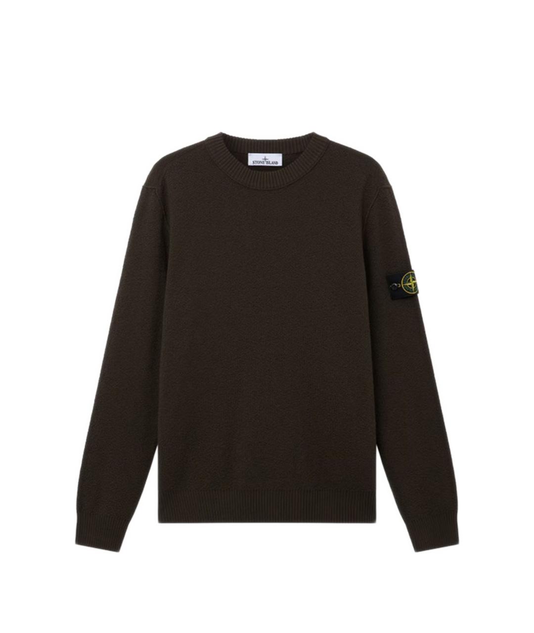STONE ISLAND Коричневый шерстяной джемпер / свитер, фото 1