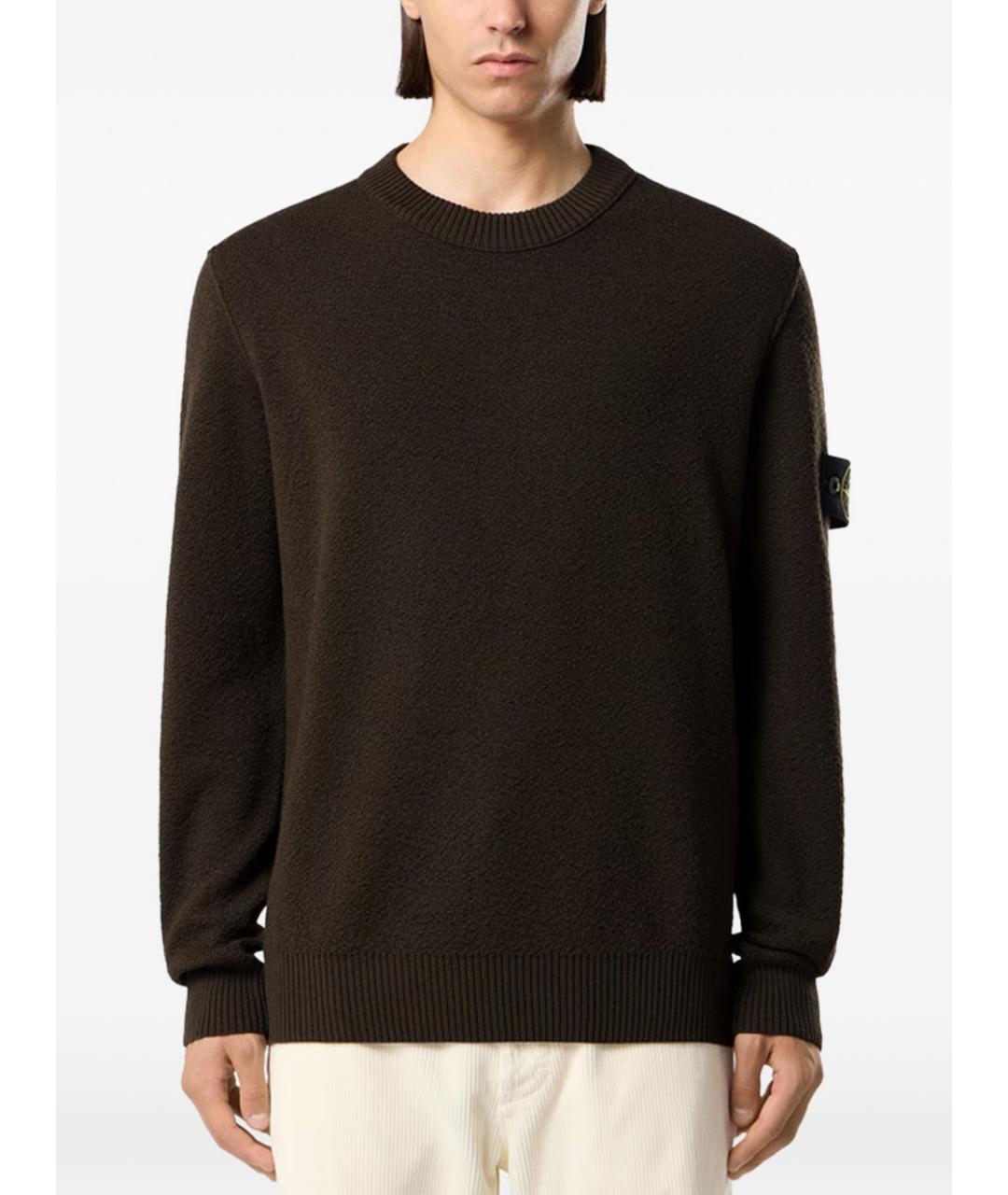 STONE ISLAND Коричневый шерстяной джемпер / свитер, фото 5
