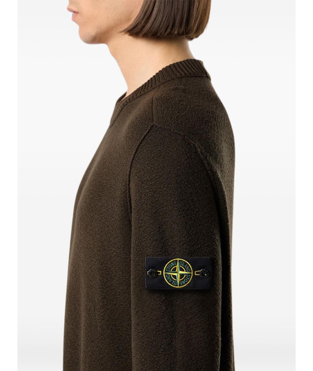 STONE ISLAND Коричневый шерстяной джемпер / свитер, фото 2