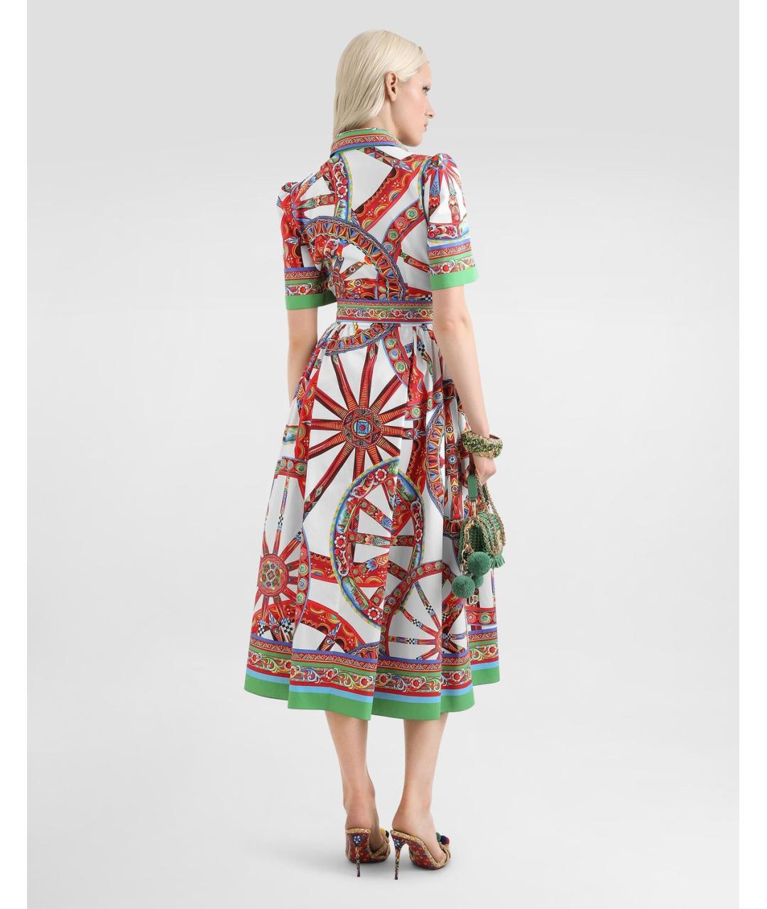 DOLCE&GABBANA Мульти хлопковое повседневное платье, фото 3
