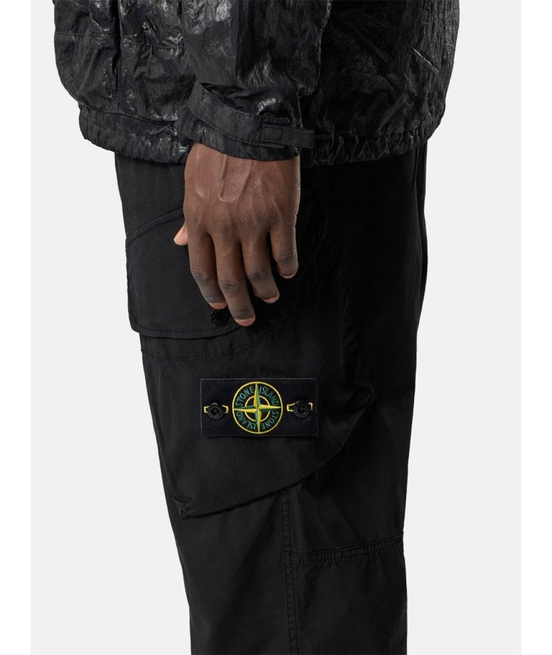 STONE ISLAND Черные хлопковые повседневные брюки, фото 2
