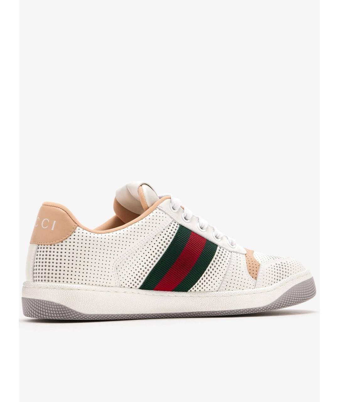 GUCCI Белые кожаные кроссовки, фото 3