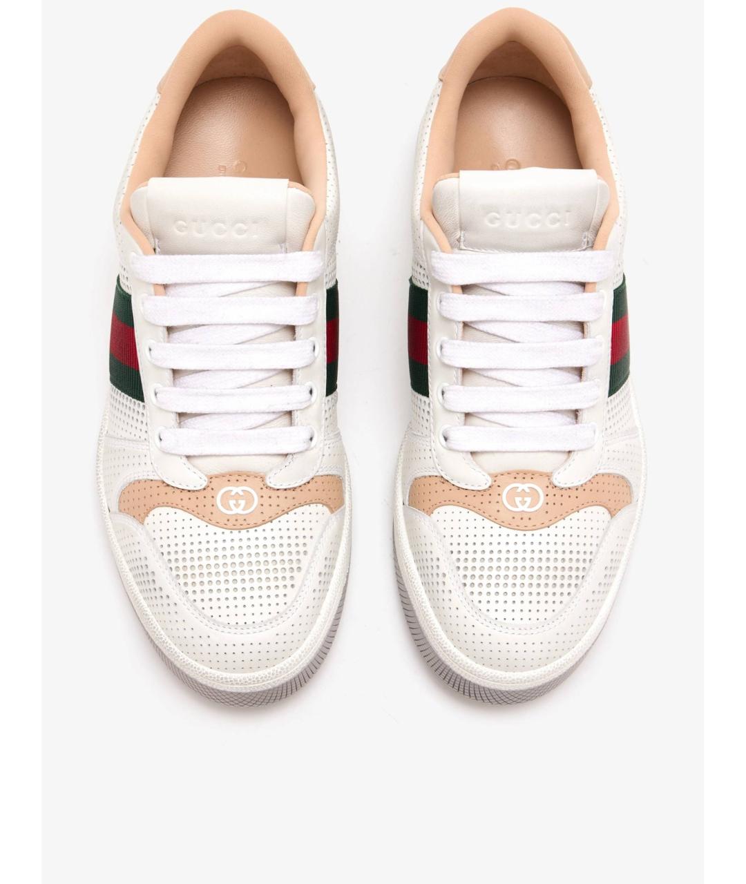 GUCCI Белые кожаные кроссовки, фото 4