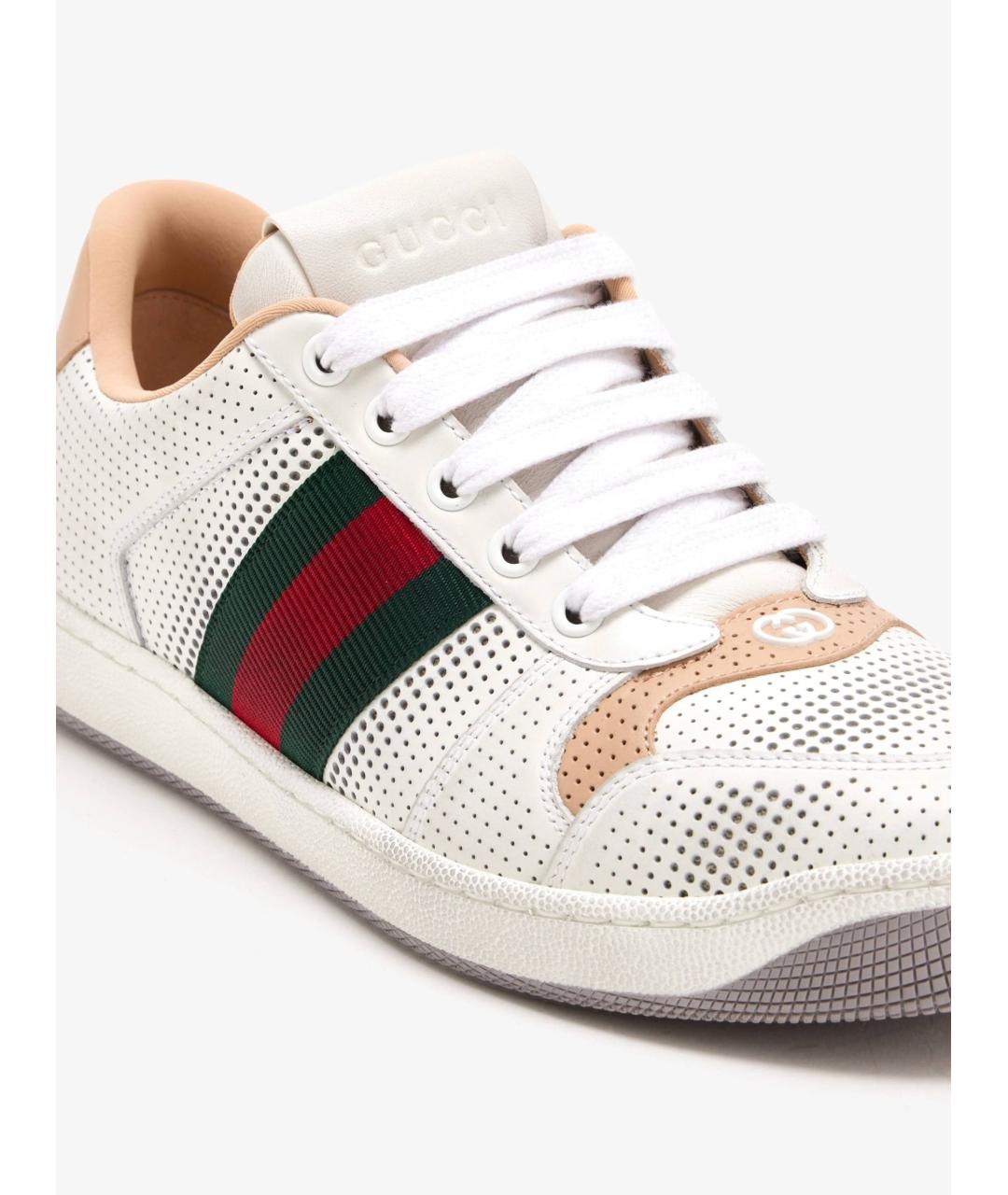 GUCCI Белые кожаные кроссовки, фото 2