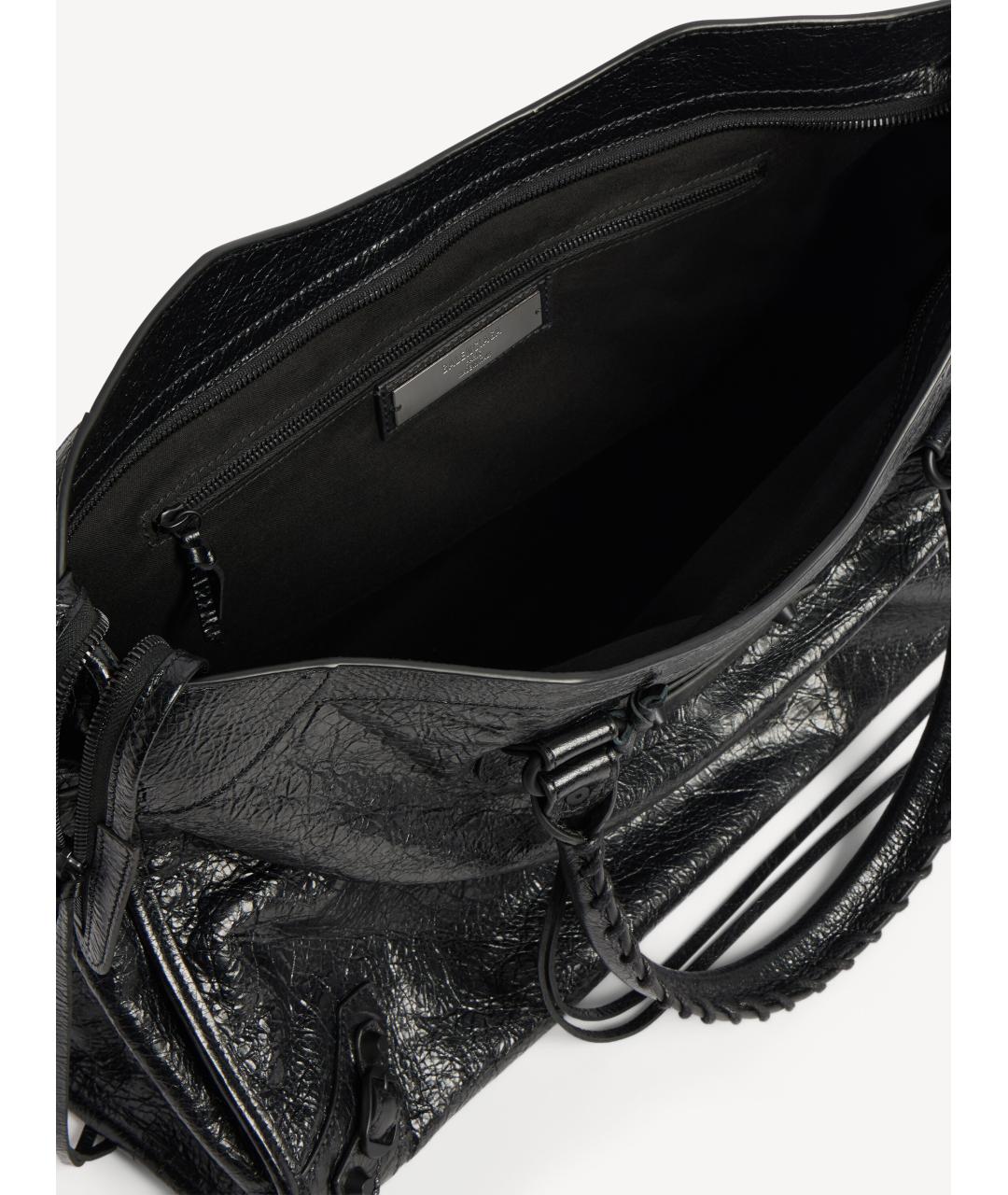 BALENCIAGA Черная кожаная сумка тоут, фото 5