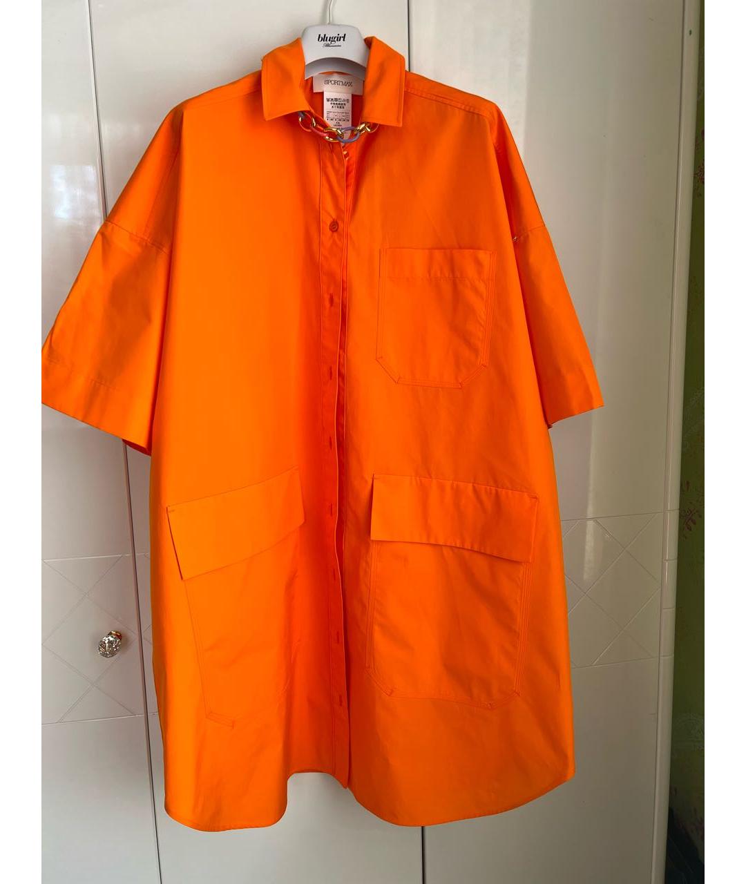 SPORTMAX Оранжевое хлопковое повседневное платье, фото 5