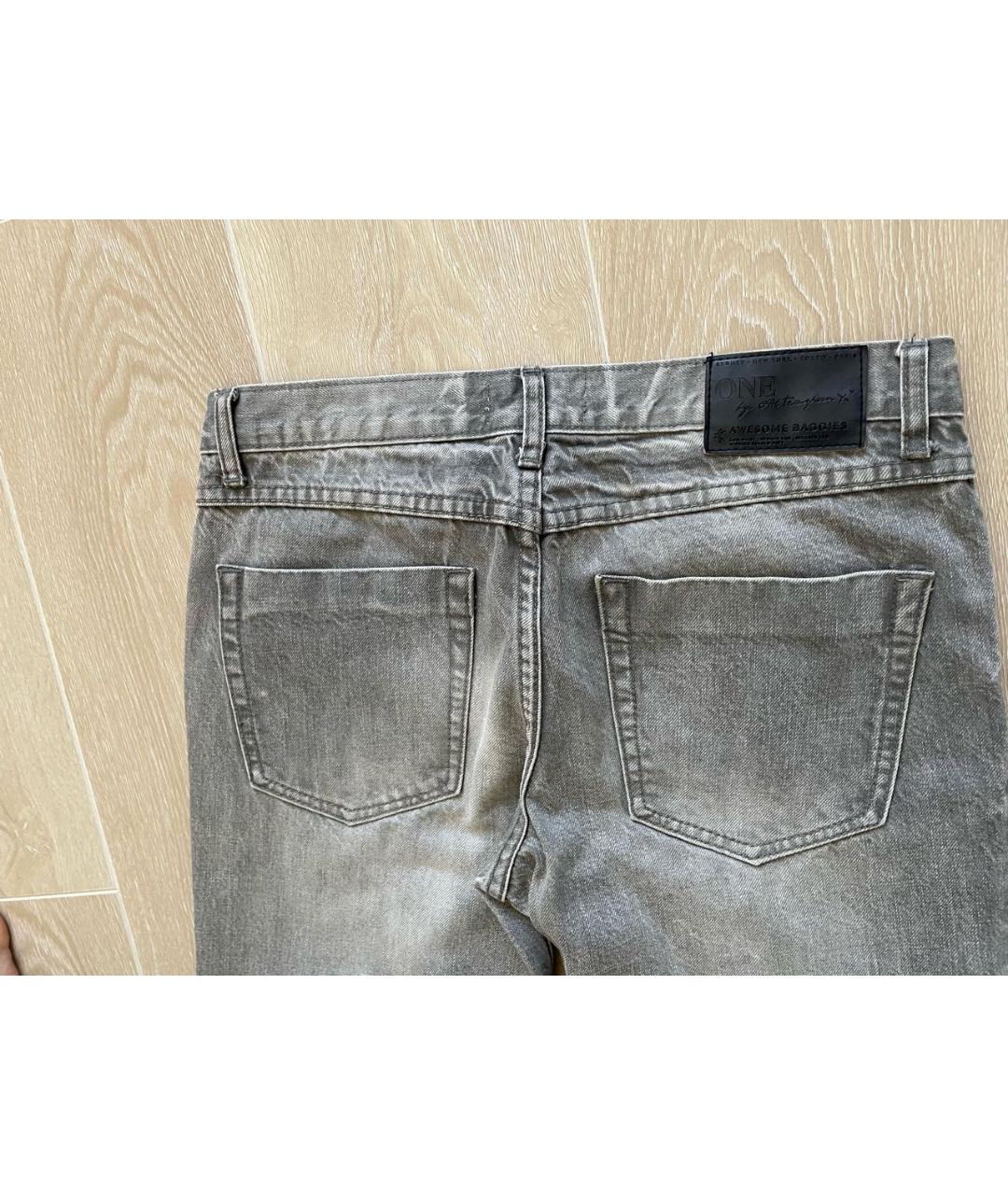 ONE TEASPOON Серые хлопковые прямые джинсы, фото 4