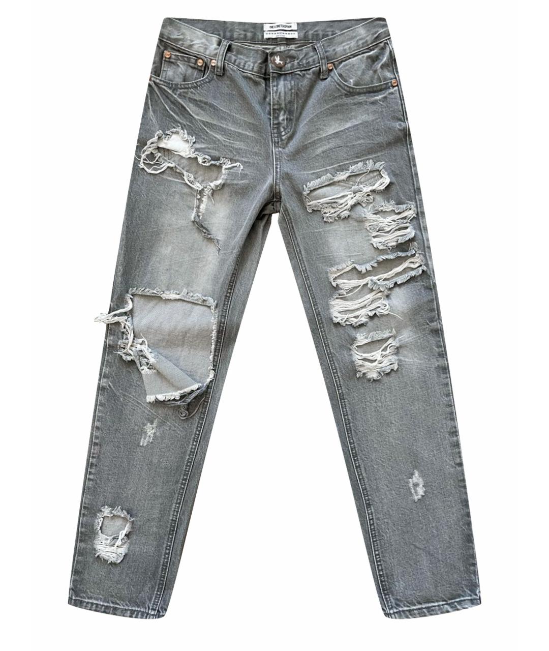 ONE TEASPOON Серые хлопковые прямые джинсы, фото 1