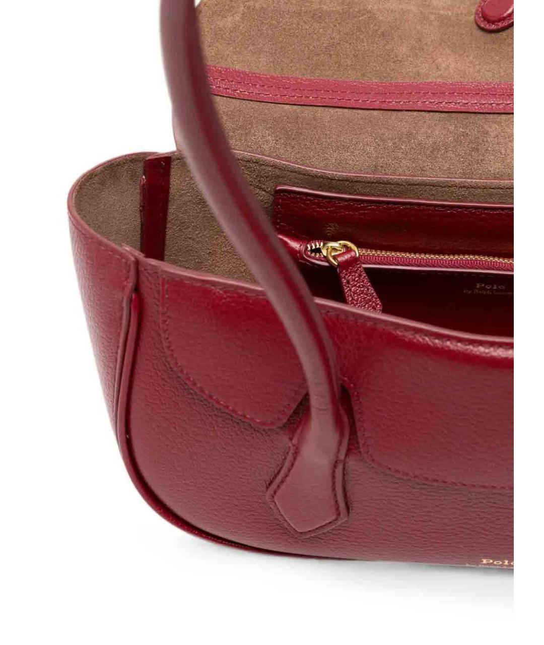 POLO RALPH LAUREN Красная кожаная сумка тоут, фото 2