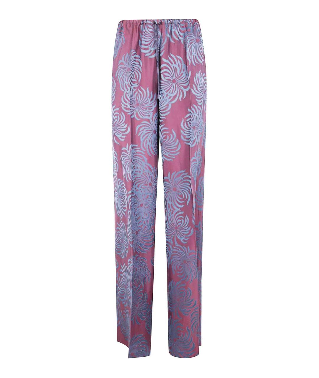 DRIES VAN NOTEN Розовые вискозные прямые брюки, фото 1
