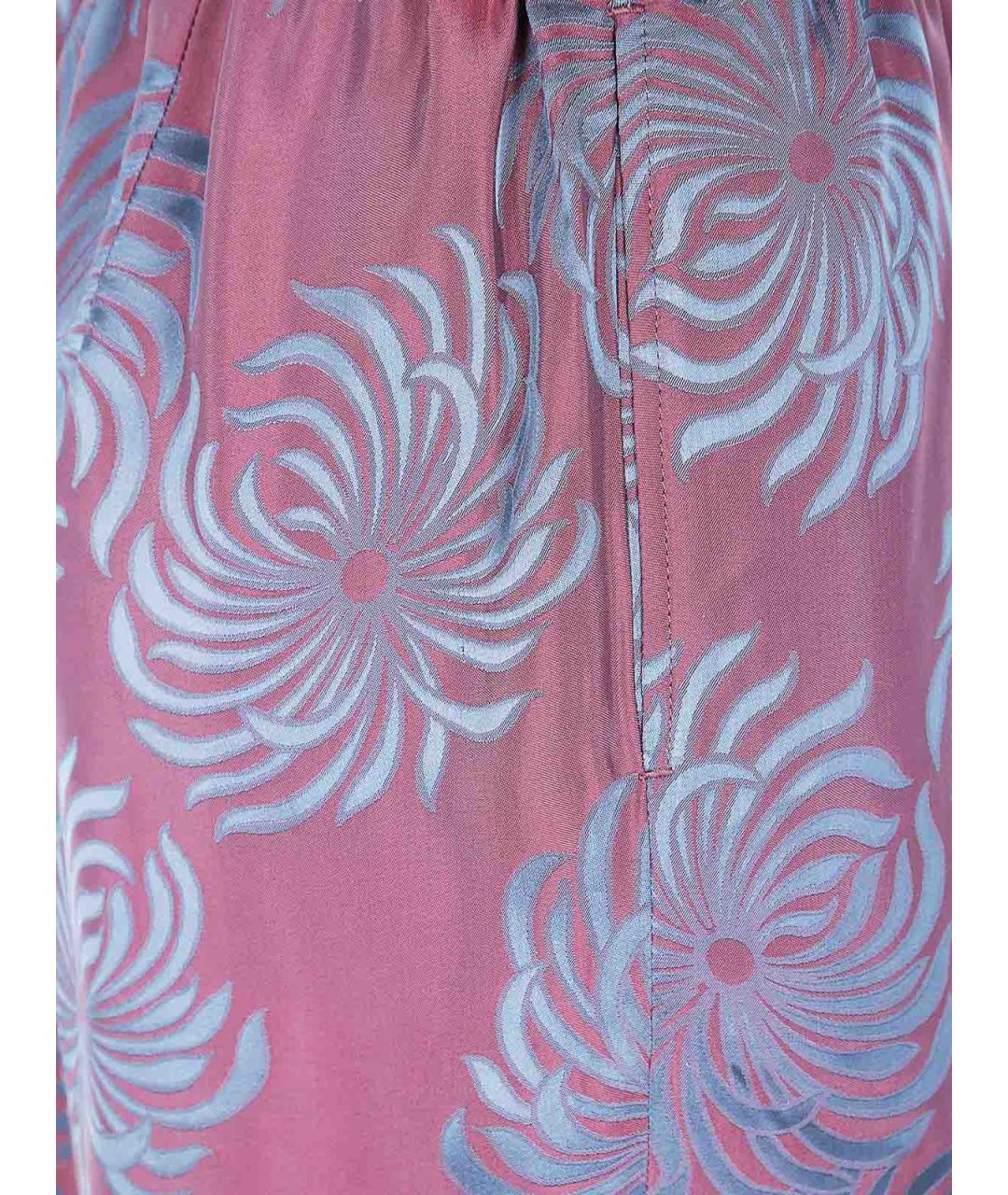 DRIES VAN NOTEN Розовые вискозные прямые брюки, фото 3