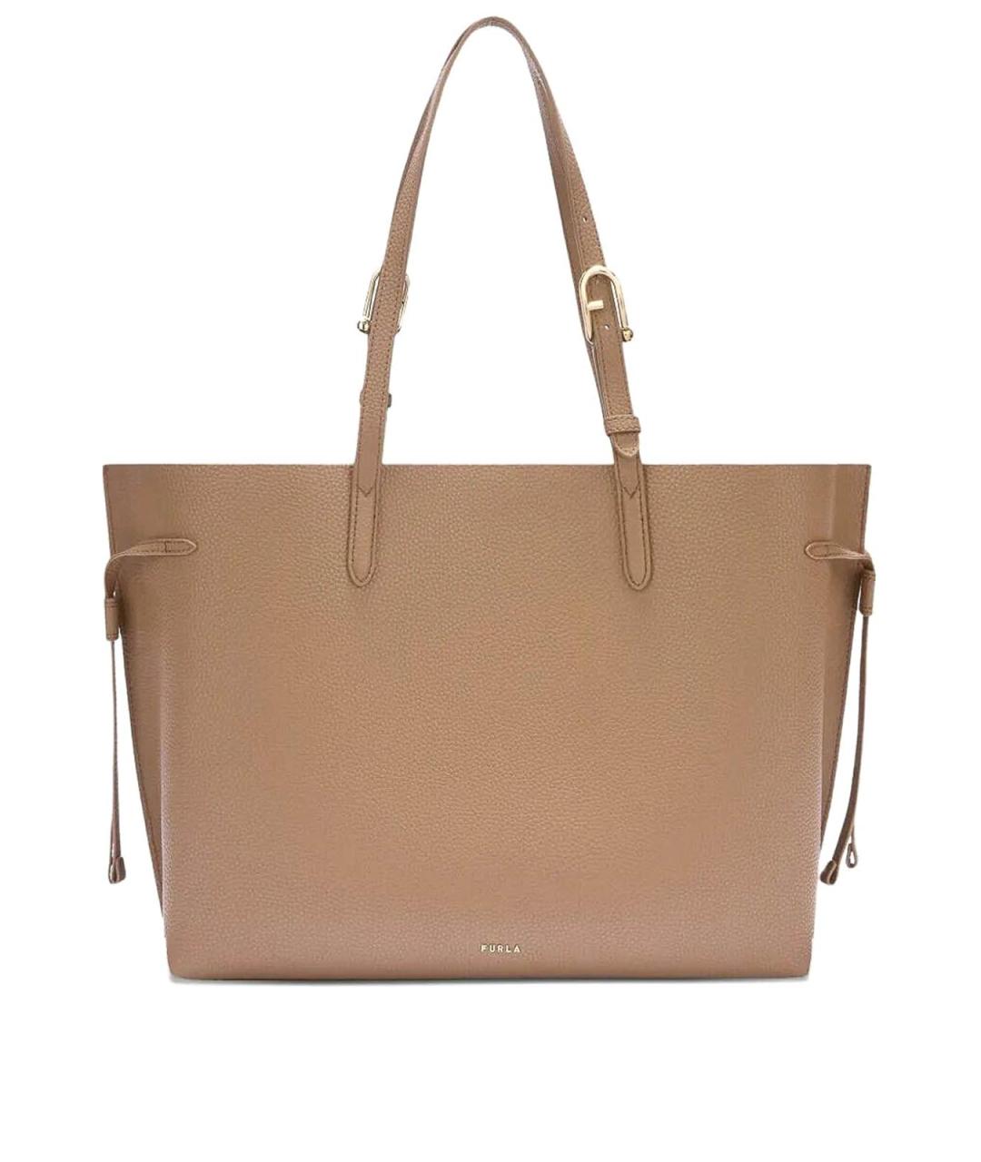 FURLA Коричневая кожаная сумка тоут, фото 1