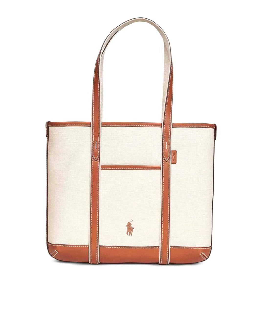 POLO RALPH LAUREN Бежевая хлопковая сумка тоут, фото 1