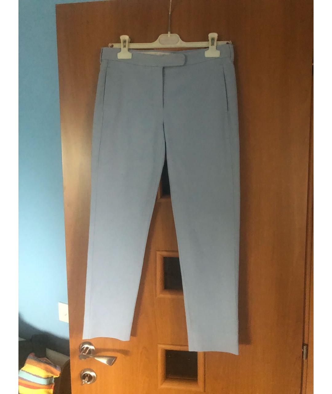 'S MAX MARA Голубые хлопковые брюки узкие, фото 7