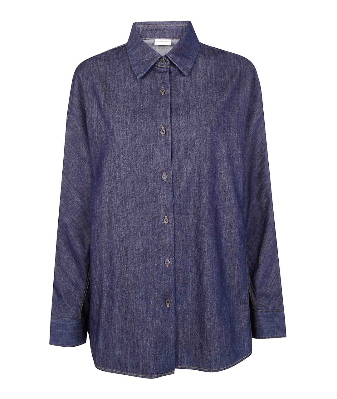DRIES VAN NOTEN Синяя хлопковая рубашка, фото 1