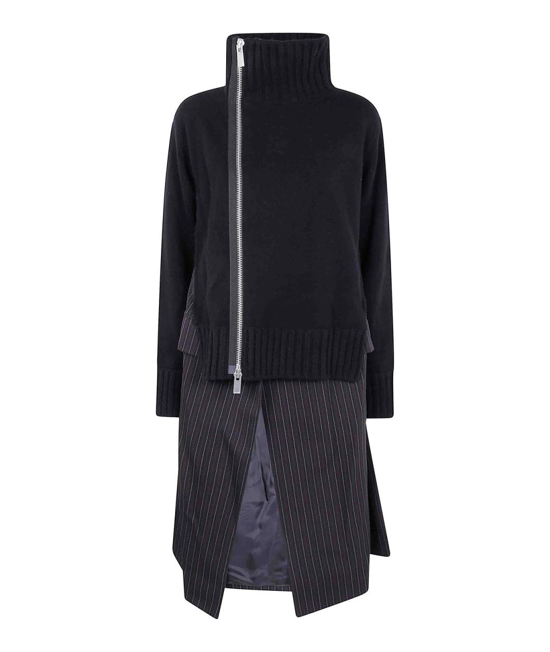 SACAI Черное шерстяное повседневное платье, фото 1