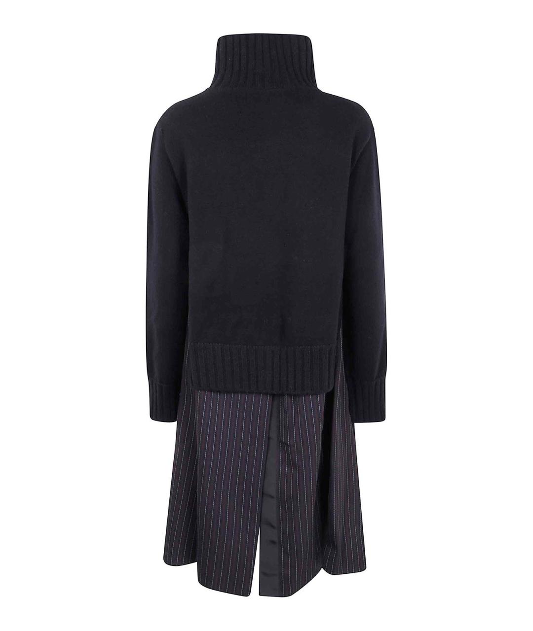 SACAI Черное шерстяное повседневное платье, фото 2