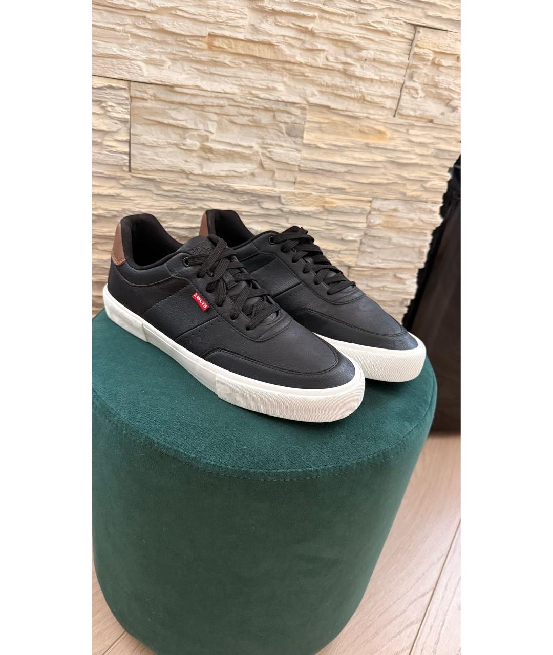 LEVI'S Черные низкие кроссовки / кеды из искусственной кожи, фото 6