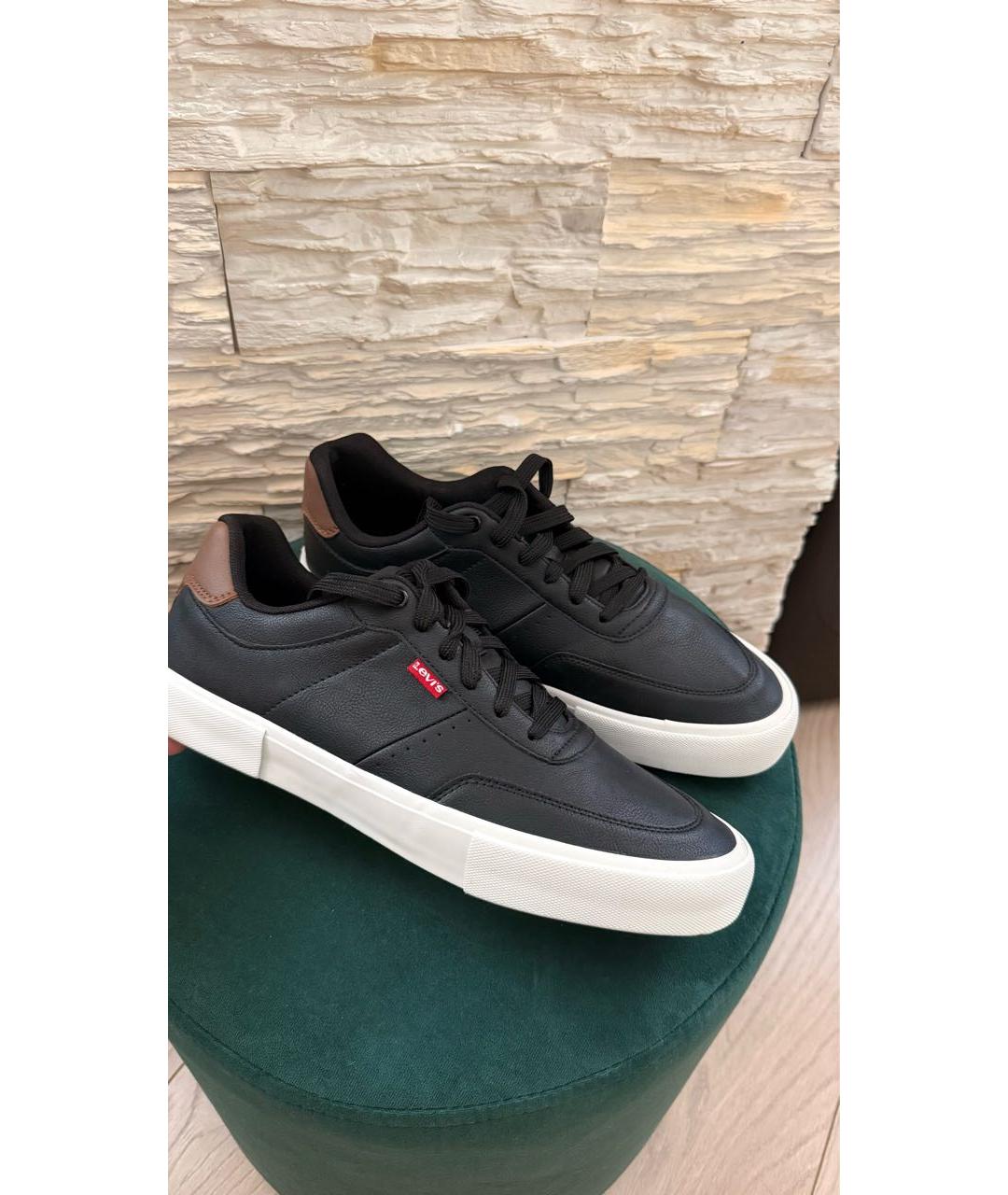 LEVI'S Черные низкие кроссовки / кеды из искусственной кожи, фото 5