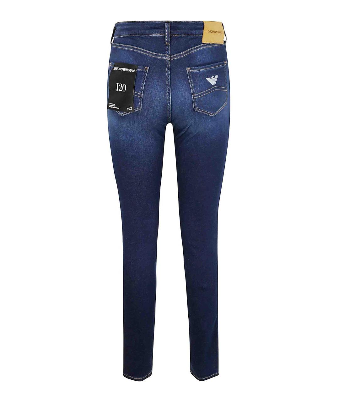 EMPORIO ARMANI Синие хлопко-эластановые джинсы слим, фото 2