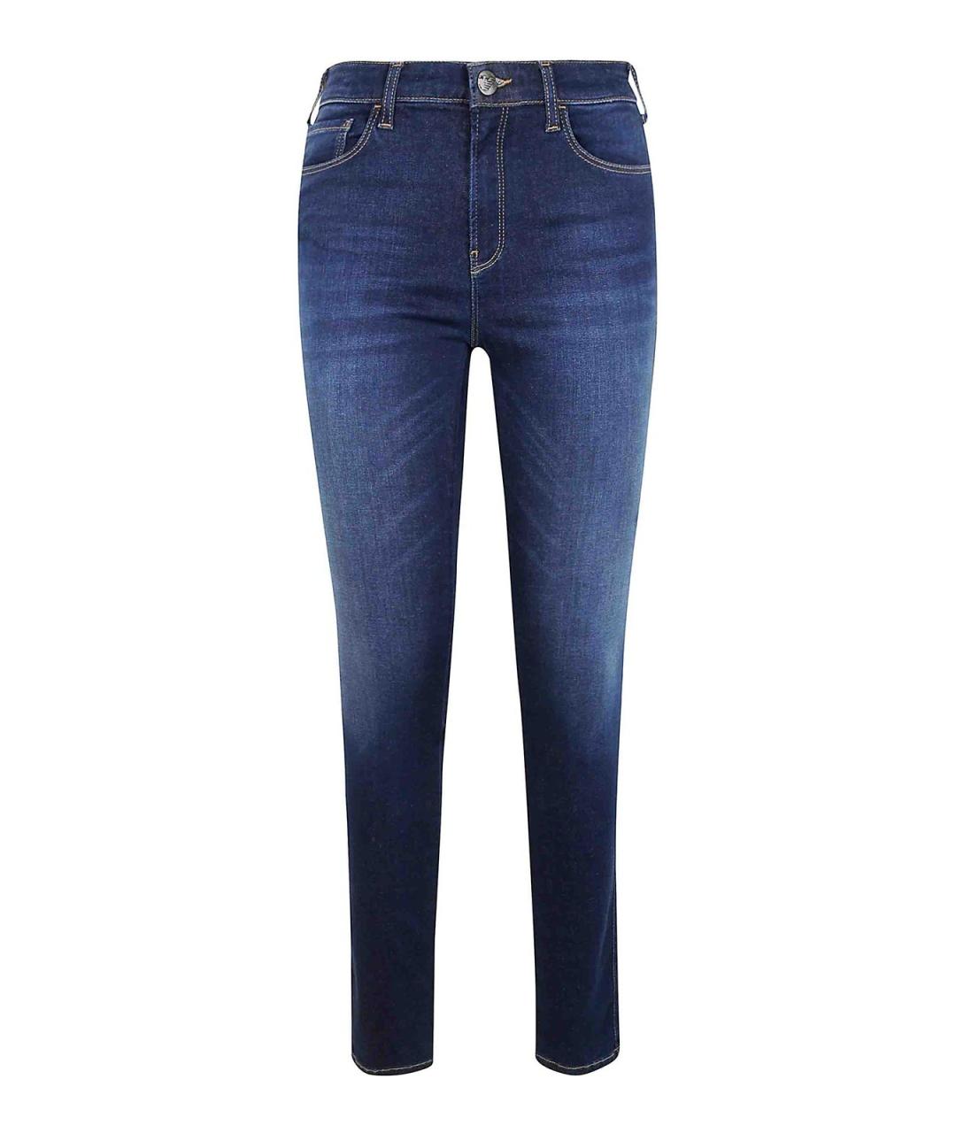EMPORIO ARMANI Синие хлопко-эластановые джинсы слим, фото 1