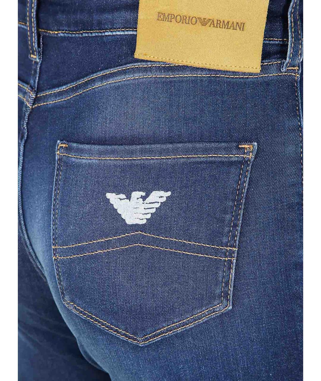 EMPORIO ARMANI Синие хлопко-эластановые джинсы слим, фото 3
