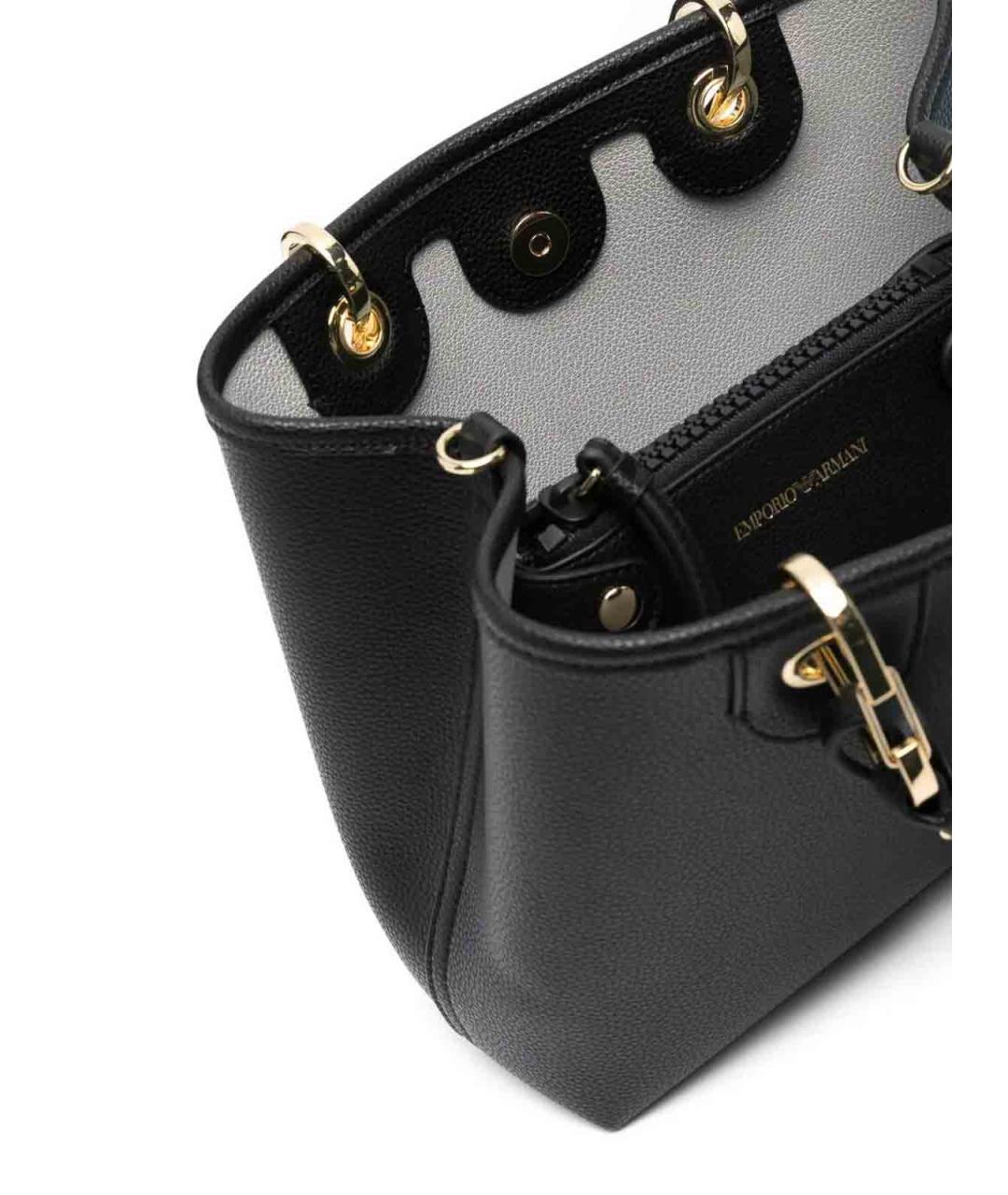 EMPORIO ARMANI Черная сумка тоут из искусственной кожи, фото 2