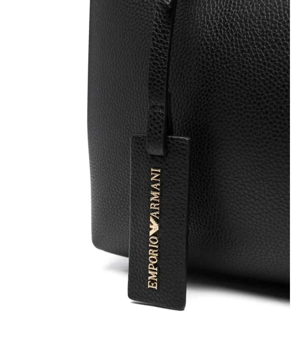 EMPORIO ARMANI Черная сумка тоут из искусственной кожи, фото 4