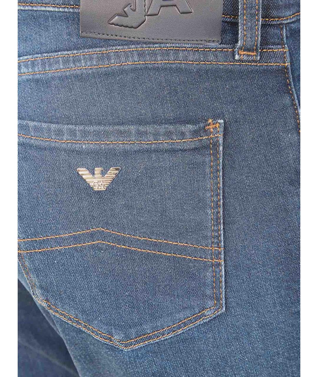 EMPORIO ARMANI Синие хлопковые прямые джинсы, фото 3