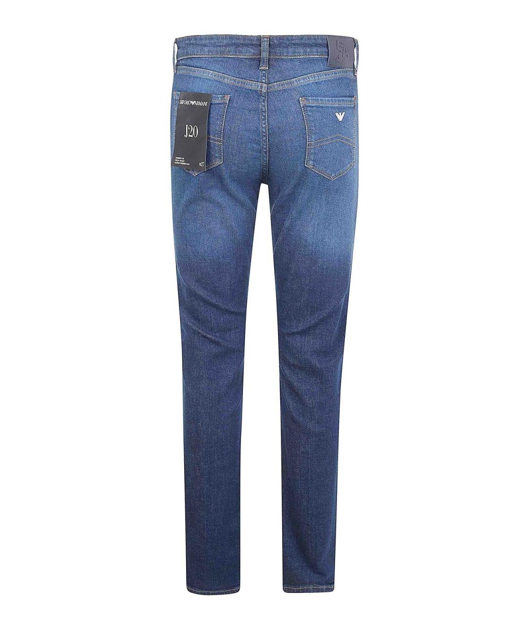 EMPORIO ARMANI Синие хлопковые прямые джинсы, фото 2