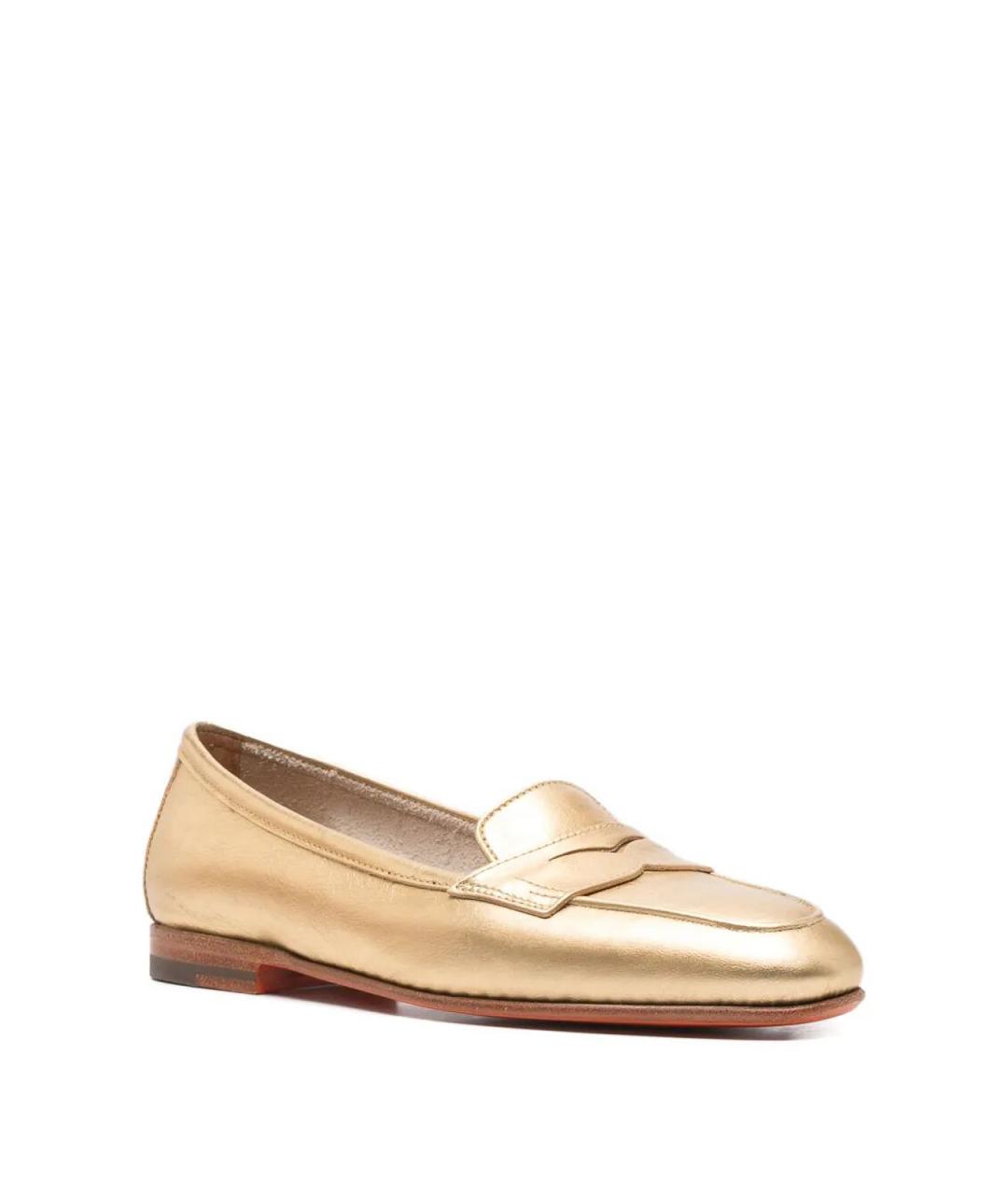 SANTONI Золотые кожаные лоферы, фото 3