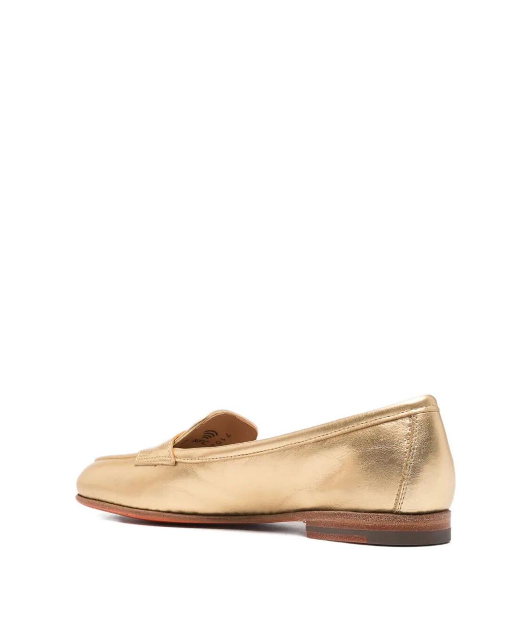 SANTONI Золотые кожаные лоферы, фото 4