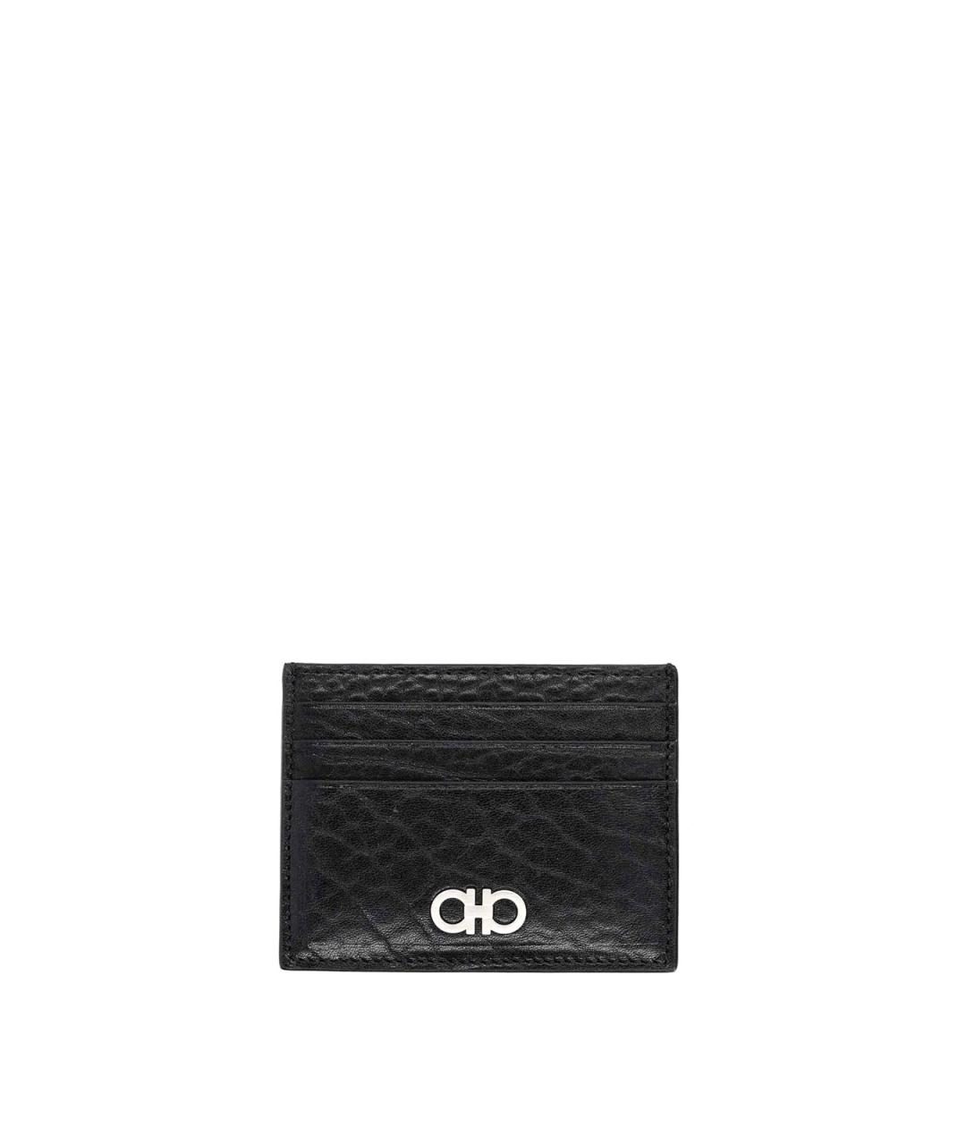 FERRAGAMO Черный кожаный кардхолдер, фото 1